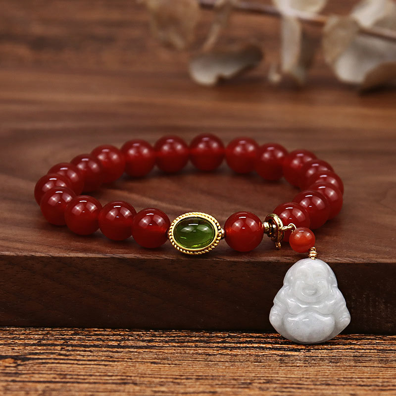 Buddha Stones Natural Red Agate Buddha Success Bracelet