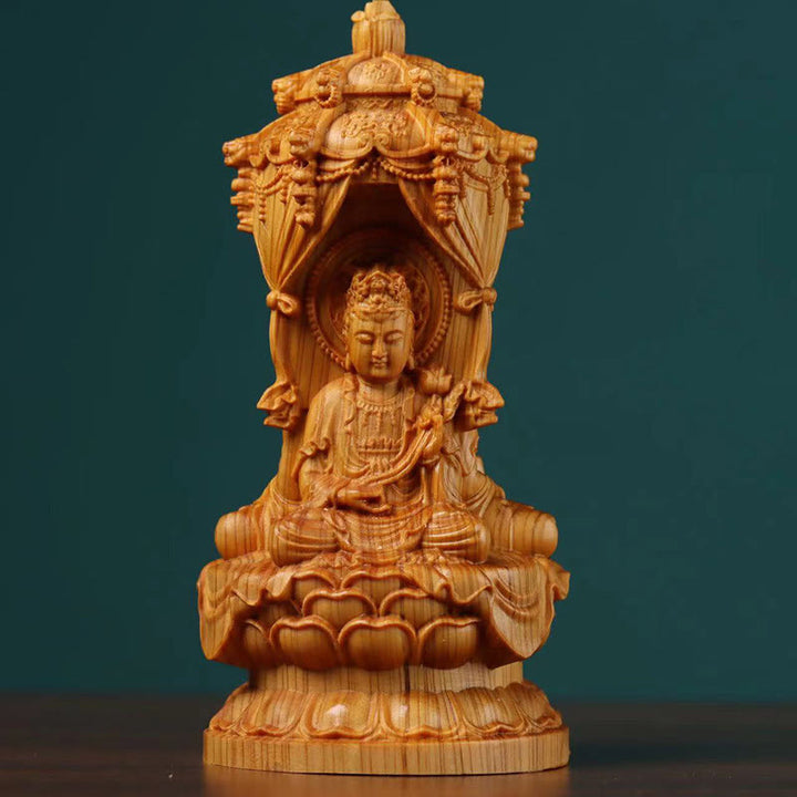 Buddha Stones Handmade Thuja Sutchuenensis Wood Buddha Ward Off Evil Spirits Decoration