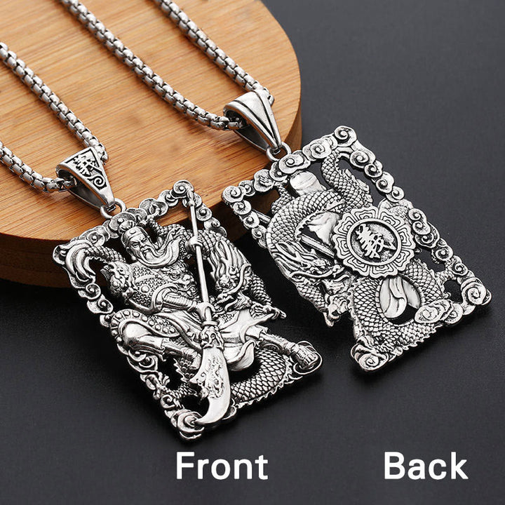 Buddha Stones Guan Gong Dragon Auspicious Clouds Wealth Necklace Pendant