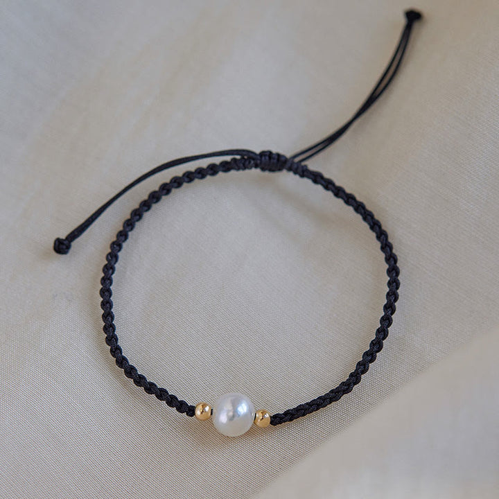 Buddha Stones Natural Pearl Bead Luck Braid String Bracelet