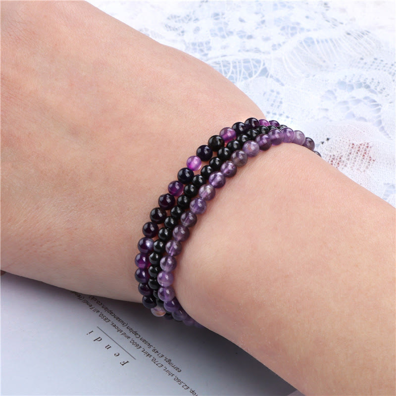 Buddha Stones 3Pcs Natural Crystal Stone Inner Peace Spiritual Bracelet