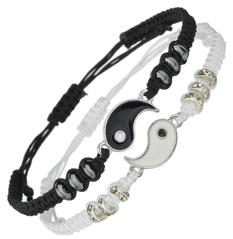 Buddha Stones 2pcs Yin Yang Hematite Couple Bracelet