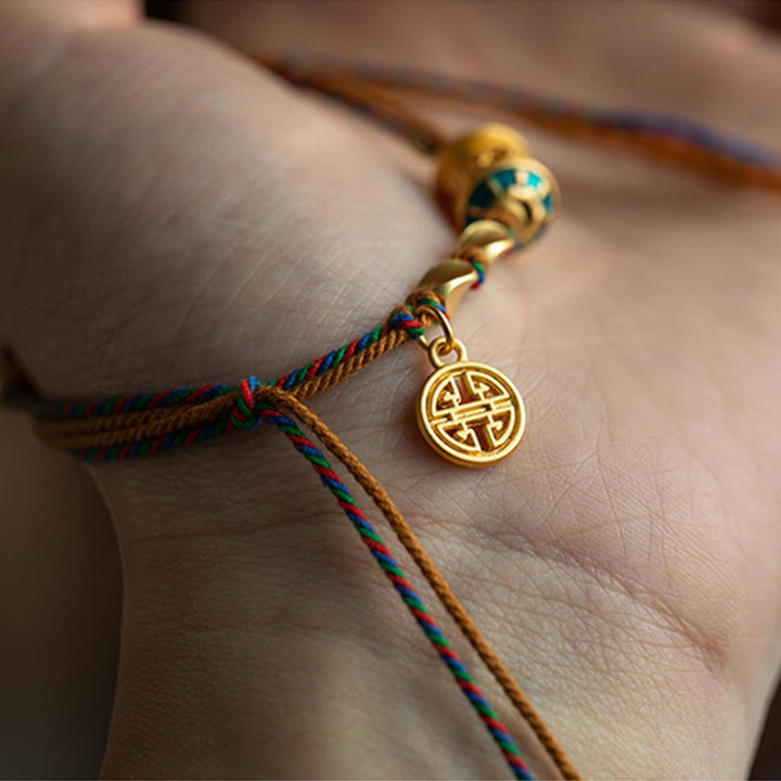 Buddha Stones Tibetan Handmade Om Mani Padme Hum Prayer Wheel Protection Strength String Bracelet