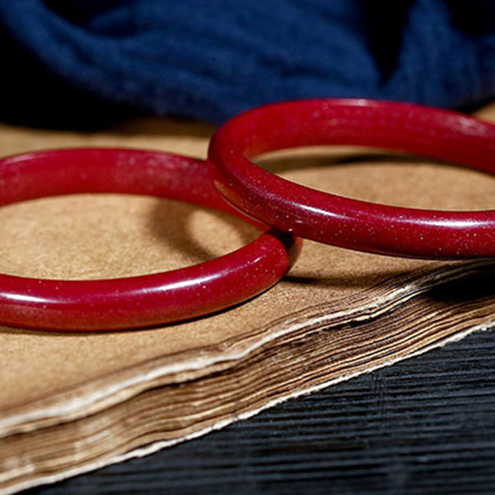 Buddha Stones Cinnabar Heart Sutra Engraving Blessing Bangle Bracelet