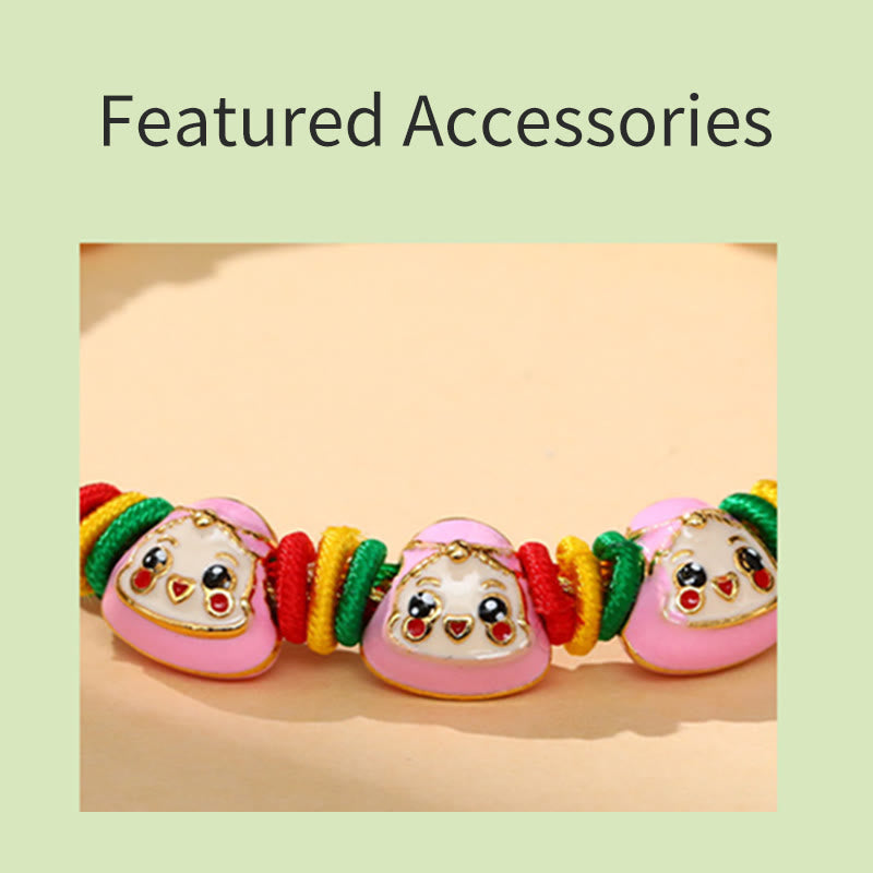 Buddha Stones Colorful Rope Zongzi Pattern Luck Handmade Child Adult Bracelet