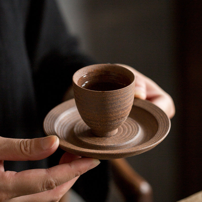 Buddha Stones Handcrafted Retro Brown Ceramic Teacup Kung Fu Tea Cup