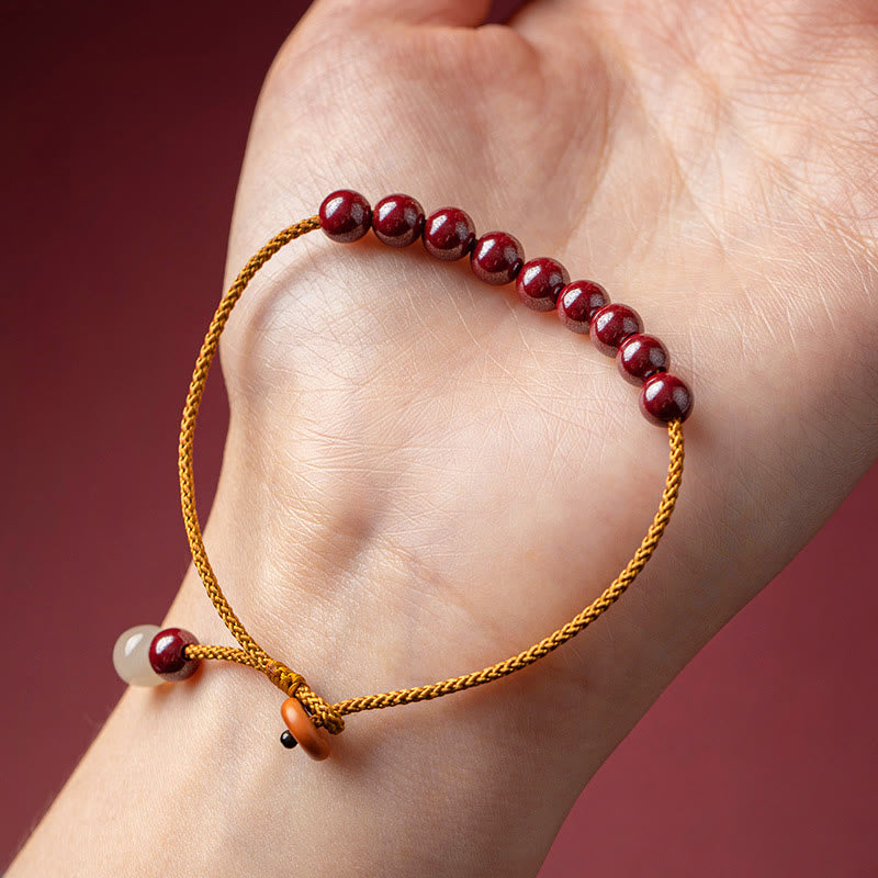 Buddha Stones Natural Cinnabar Beaded Blessing Handmade Bracelet