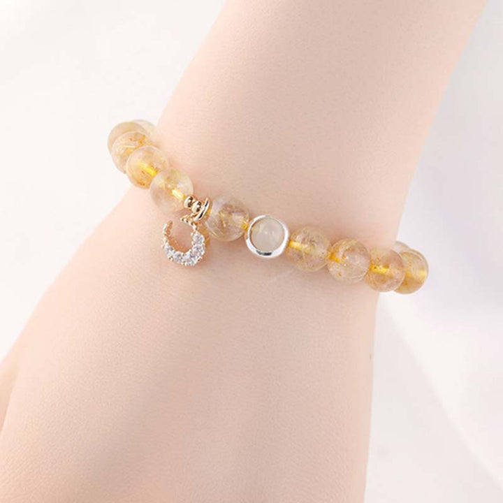 Citrine Luck Protection Moon Charm Bracelet