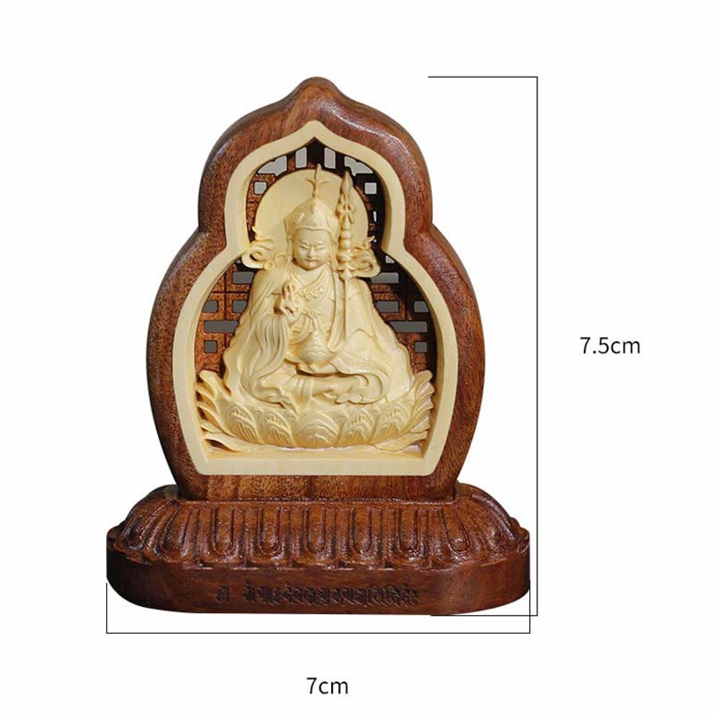 Guru Rinpoche Buddha Padmasambhavan Serenity Wood Engraved Statue Figurine Decoration