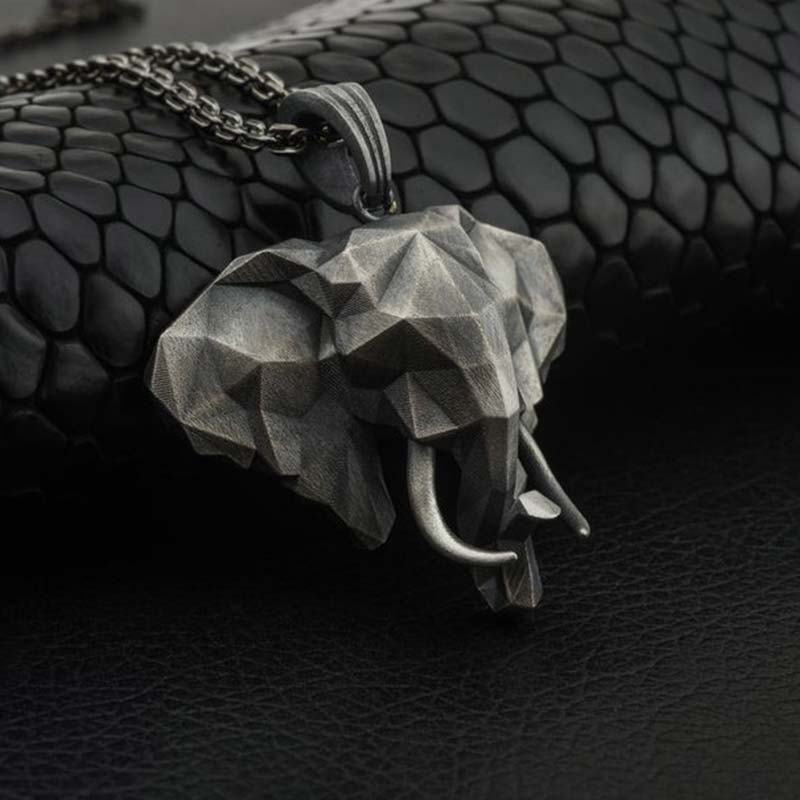 Elephant Pewter Titanium Steel Strength Necklace Pendant