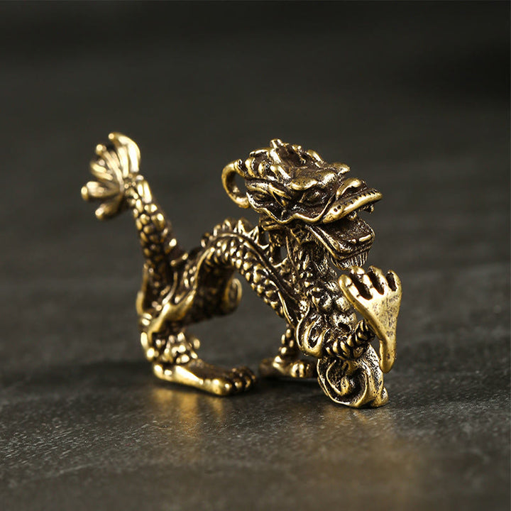 Buddha Stones Year Of The Dragon Mini Brass Dragon Luck Protection Home Decoration