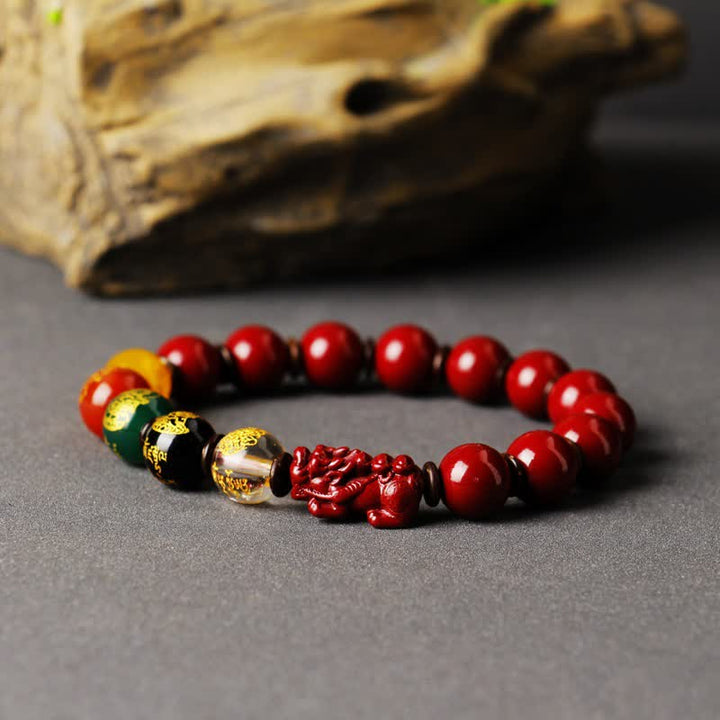 Buddha Stones God Of Wealth Cinnabar PiXiu Blessing Bracelet