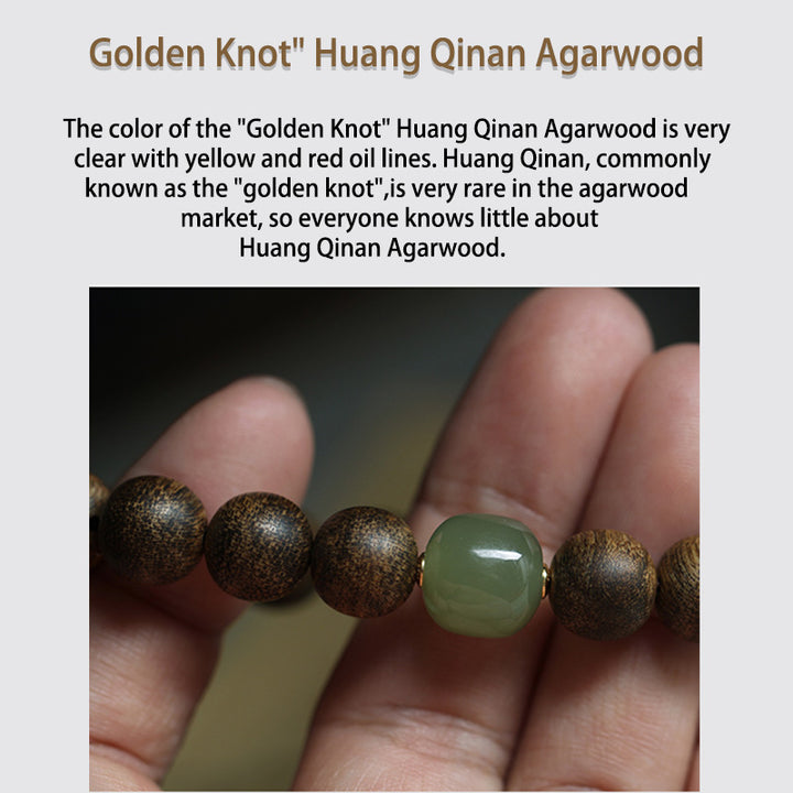 Vietnam Huang Qinan Agarwood Hetian Jade Peace Strength Bracelet