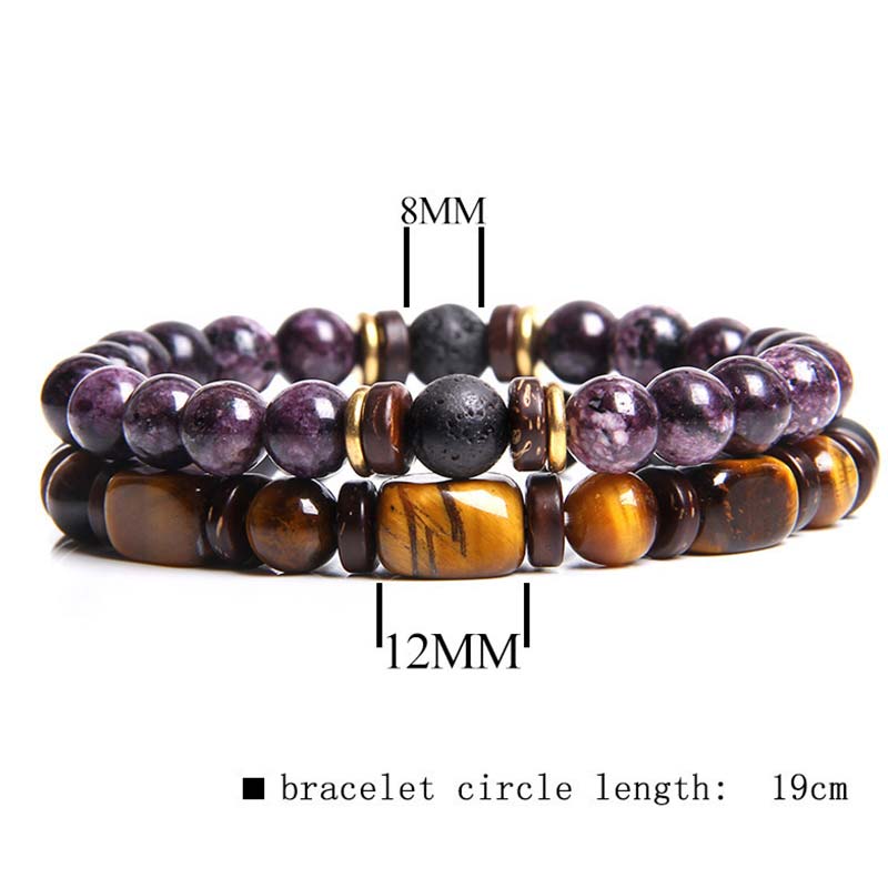 Buddha Stones 2PCS Healing Crystal Emperor Stone Tiger Eye Bead Bracelet