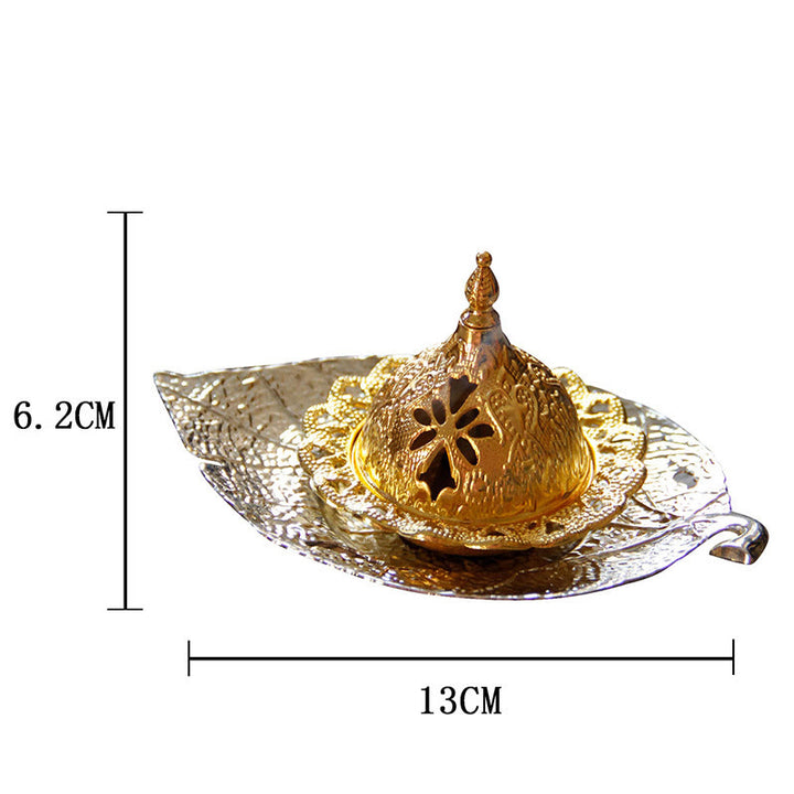 Tibetan Gold Mini Leaf Coaster Meditation Incense Burner