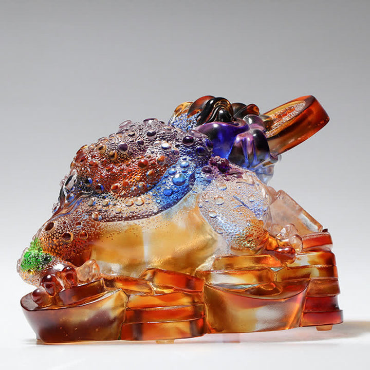 Feng Shui Frog Handmade Liuli Crystal Art Piece Wealth Home Office Decoration