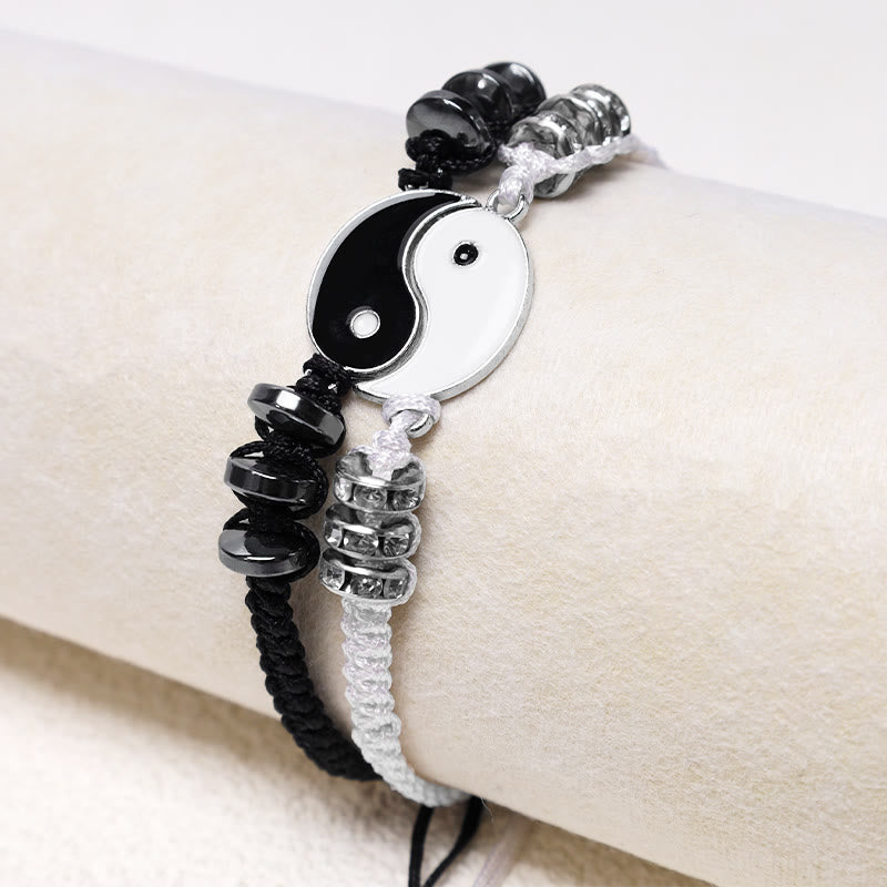 Buddha Stones 2pcs Yin Yang Hematite Couple Bracelet