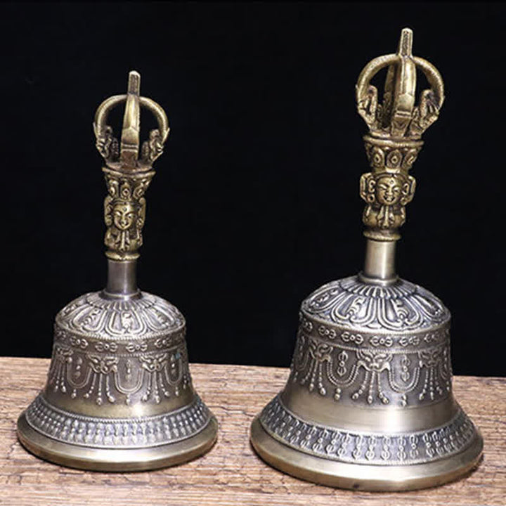 Tibetan Meditation Bell and Vajra Dorje Copper Enlightenment Decoration Set