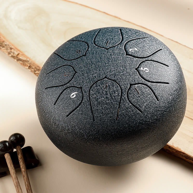 Buddha Stones Steel Tongue Drum Sound Healing Meditation Lotus Pattern Drum Kit 8 Note 6 Inch Percussion Instrument