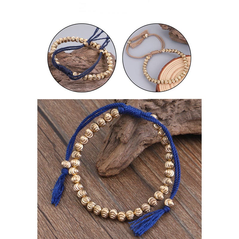 Buddha Stones Tibetan Handmade Copper Bead Luck String Bracelet