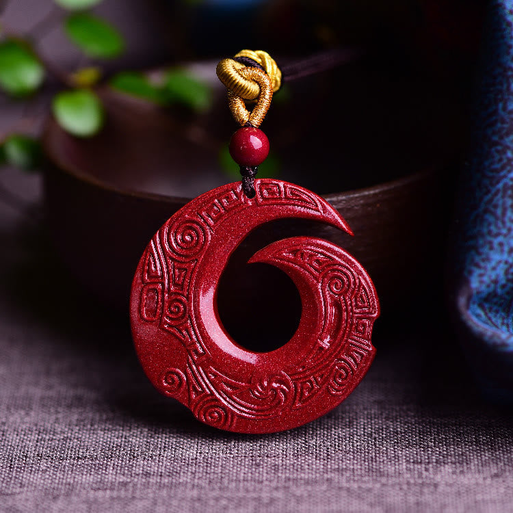 Buddha Stones One's Luck Improves Design Patern Natural Cinnabar Blessing Necklace Pendant