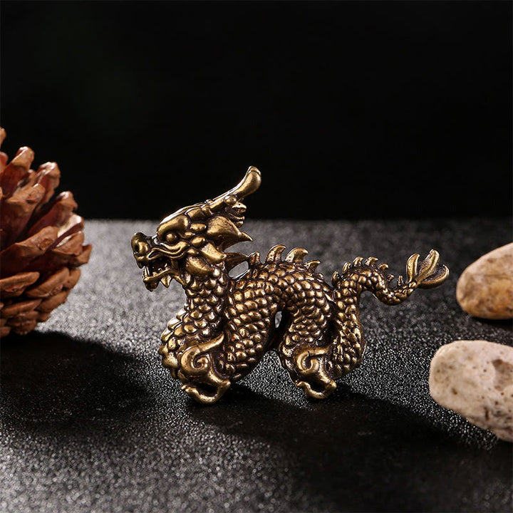 Buddha Stones Year Of The Dragon Small Auspicious Brass Dragon Luck Success Home Decoration