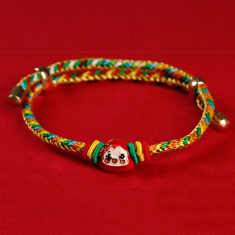 Buddha Stones Colorful Rope Zongzi Pattern Fu Character Luck Handmade Bracelet