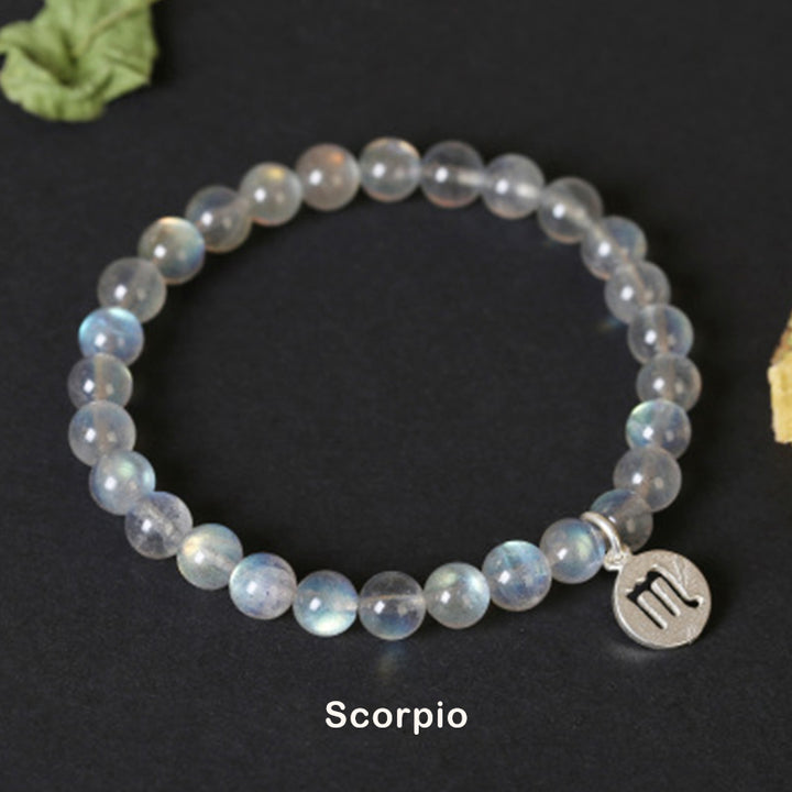 12 Constellations of the Zodiac Moonstone Charming Bracelet