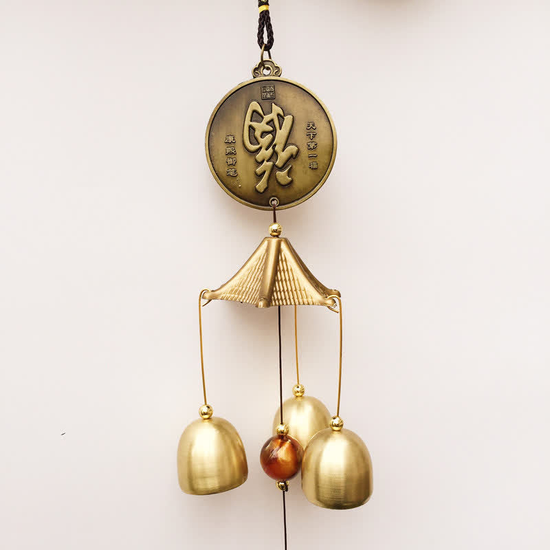 Buddha Stones Blessing Letter Elephant Bagua Auspicious Coin Wall Hanging Chime Bell Handmade Home Decoration