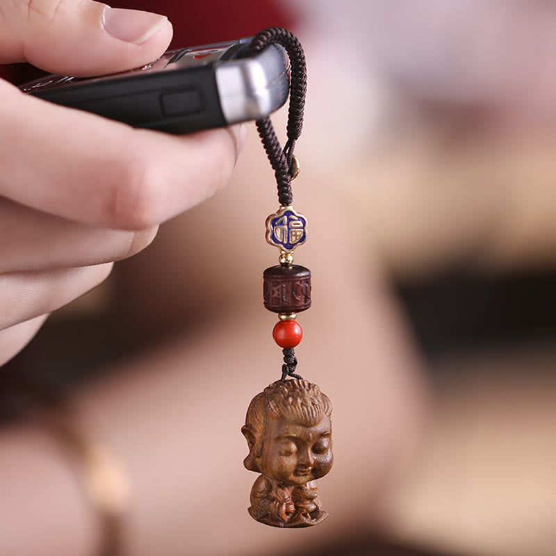 Chinese Zodiac Natal Buddha Green Sandalwood Om Mani Padme Hum Peace Key Chain