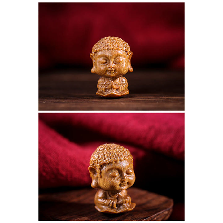 Chinese Zodiac Natal Buddha Green Sandalwood Lotus Engraved Positive Home Decoration