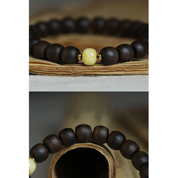 Buddha Stones Rare Brunei Agarwood Amber Balance Peace Calm Bracelet