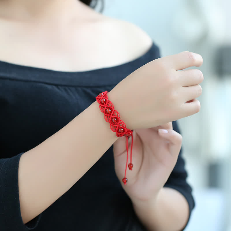 Buddha Stones Red Agate Confidence Red String Bracelet