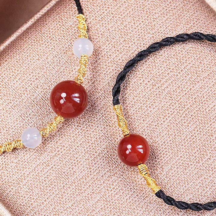 Buddha Stones Natural Red Agate Chalcedony Self-acceptance Confidence String Bead Bracelet Necklace Pendant