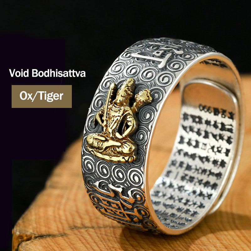 Buddha Stones Chinese Zodiac Natal Buddha Wealth Luck Adjustable Ring