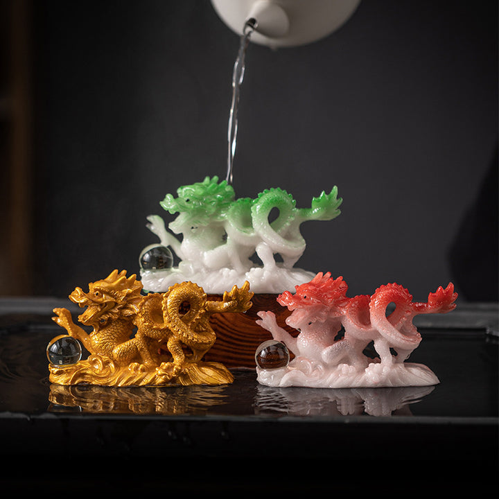 Buddha Stones Year Of The Dragon Color Changing Resin Luck Success Tea Pet Home Figurine Decoration