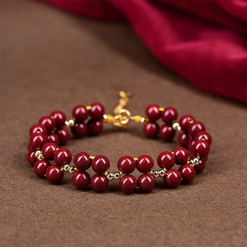 Buddha Stones Natural Cinnabar Beaded Blessing Bracelet