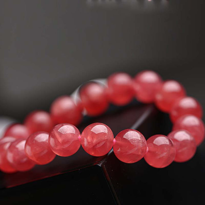 Buddha Stones Natural Strawberry Quartz Blessing Healing Bracelet