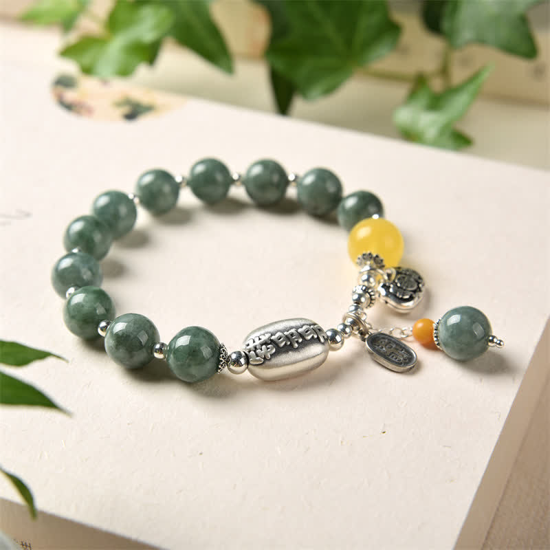 925 Sterling Silver Cyan Jade Amber Success Bracelet