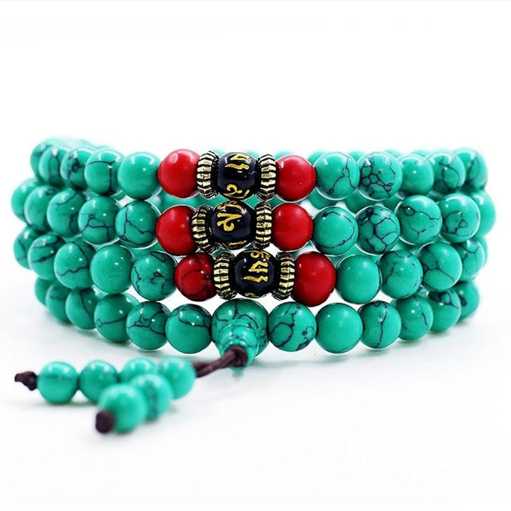 Buddha Stones Tibetan Turquoise Purification Necklace Mala