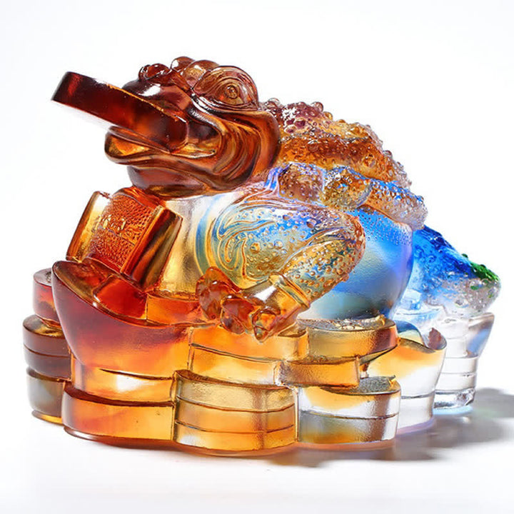 Feng Shui Frog Handmade Liuli Crystal Art Piece Wealth Home Office Decoration