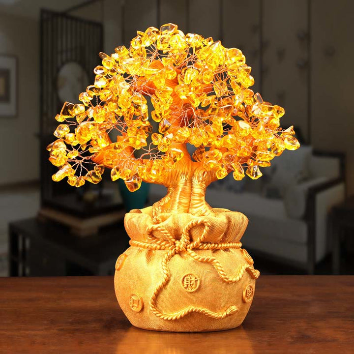 Buddha Stones Natural Citrine Money Tree Gemstone Ornament - Feng Shui for Prosperity