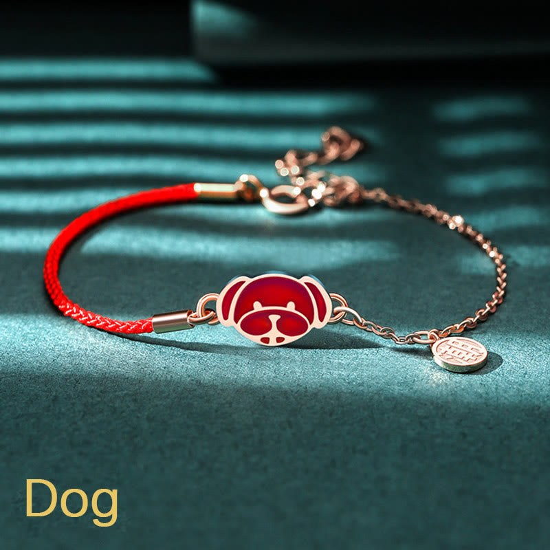 Buddha Stones 925 Sterling Silver Color-changing Chinese Zodiac Luck Protection Red String Chain Bracelet