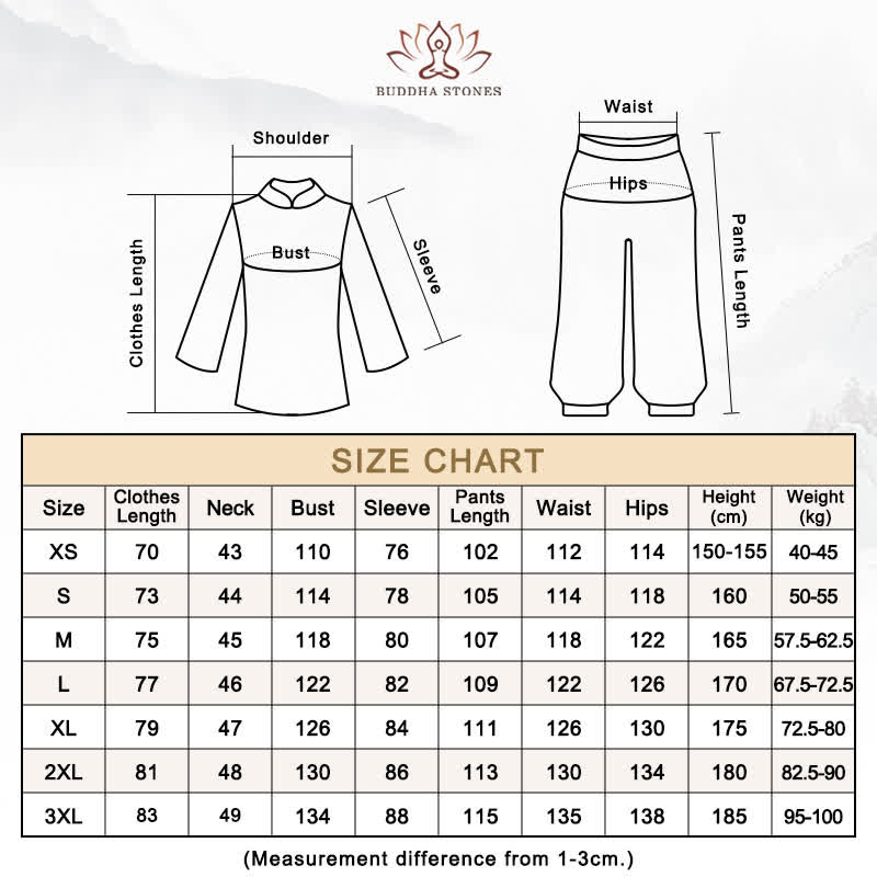 Dragon Embroidered Qi Gong Zen Spiritual Practice Meditation Prayer Uniform Unisex Clothing Set