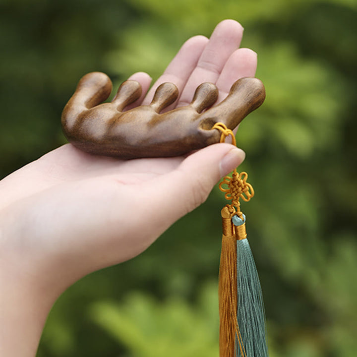 Simple Green Sandalwood Soothing Tassel Massage Comb