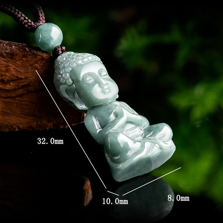 Buddha Stones Natural Jade Meditation Buddha Amulet Serenity Necklace Pendant