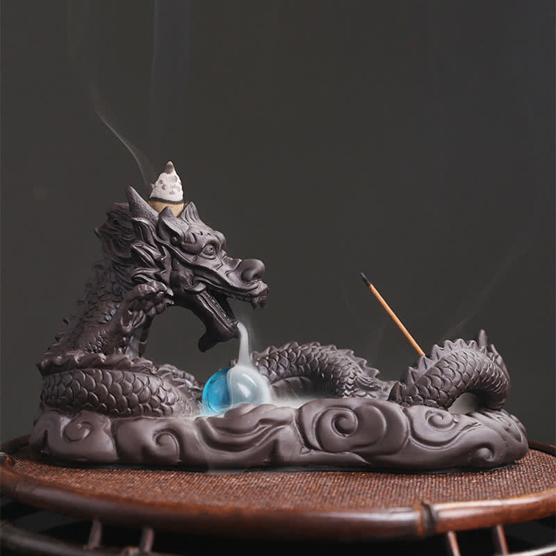 Dragon Playing Ball Flower Protection Incense Burner Decoration