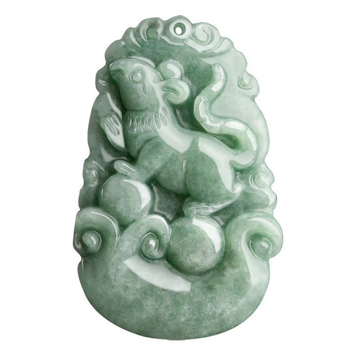 Buddha Stones Natural Green Jade 12 Chinese Zodiac Luck Prosperity Necklace Pendant