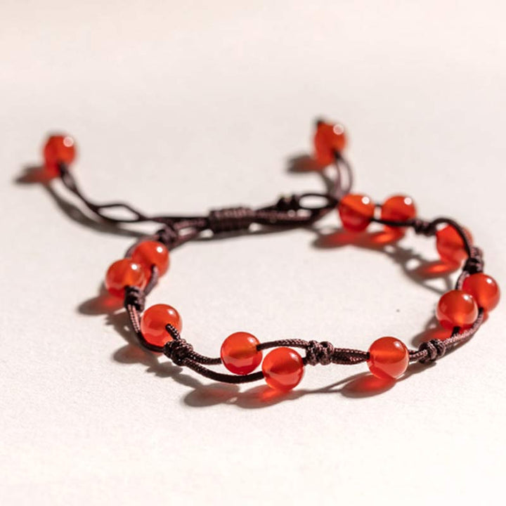 Buddha Stones Red Agate Moss Agate Cinnabar Calm Bracelet