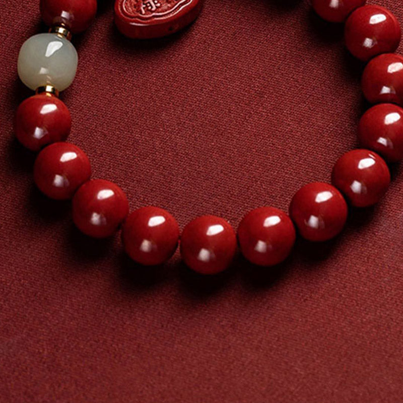 Buddha Stones Cinnabar Jade Healing Protection Charm Bracelet